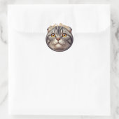 Sticker Rond Tabby Pretty Grey Oreilles pliées Chat plus Nom (Sac)