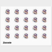 Sticker Rond Tabby Witch Brew – Joli Design de Chat d'Halloween (Feuille)