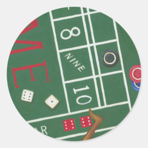 Sticker Rond Table Casino Craps avec chips et dés