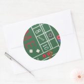 Sticker Rond Table Casino Craps avec chips et dés (Enveloppe)