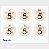 Sticker Rond Table Numéro Bouteille de vin Plage Mariage Étique (Feuille)