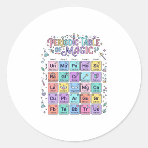 Sticker Rond Table périodique licorne de magie Cadeau mignon te