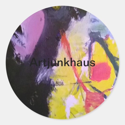 Sticker Rond Tableau Abstrait de Jeff Hankamer Artjunkhaus Art (Devant)