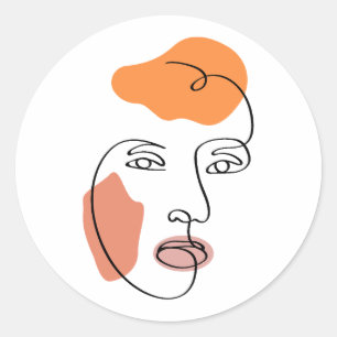 Sticker Rond Tableau Abstrait minimaliste