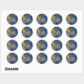 Sticker Rond Tableau bleu de Wassily Kandinsky (Feuille)