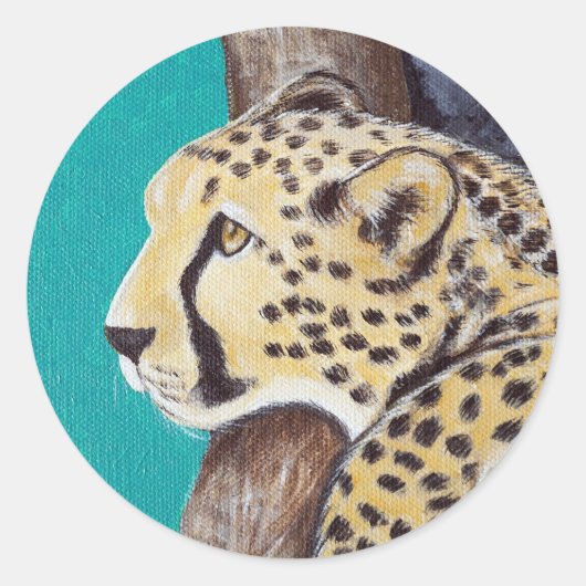 Sticker Rond Tableau Cheetah (Devant)