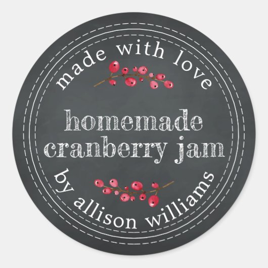 Sticker Rond Tableau Craie pour Confiture Maison de Cranberry p (Devant)