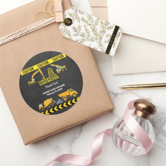 Sticker Rond Tableau de bord en construction Baby shower (Cadeaux)