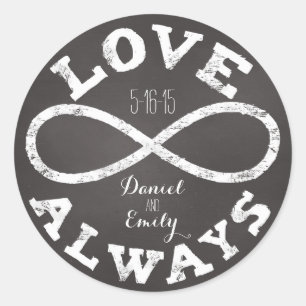 Sticker Rond Tableau de bord Infinity Love Mariage Date et noms
