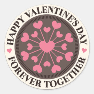 Sticker Rond Tableau de Coeurs pour toujours ensemble Valentine