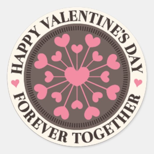 Sticker Rond Tableau de Coeurs pour toujours ensemble Valentine (Devant)