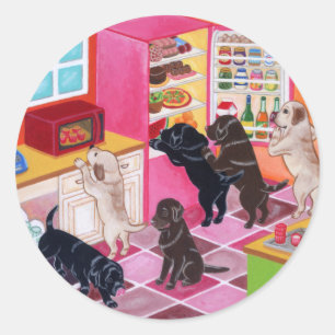 Sticker Rond Tableau de la fête de la cuisine du Labrador