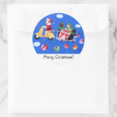 Sticker Rond Tableau de livraison de Noël Labrador (Sac)