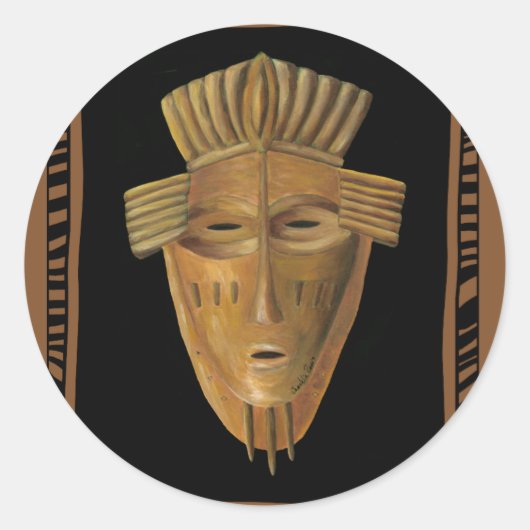 Sticker Rond Tableau de Masque Africain par Chariklia Zarris (Devant)