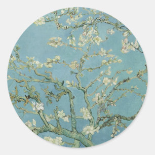 Sticker Rond Tableau des fleurs d'amandes de Van Gogh