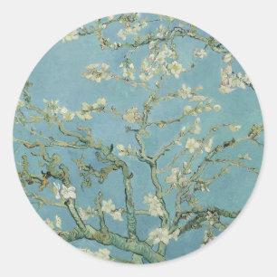 Sticker Rond Tableau des fleurs d'amandes de Van Gogh