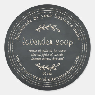 Sticker Rond Tableau noir de savon de lavande fait main rustiqu