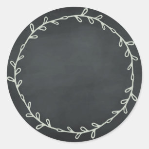 Sticker Rond Tableau Noir Maison Craie Sur Vierge