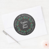 Sticker Rond Tableau noir Noël Holly Wreath cuisine Traitements (Enveloppe)