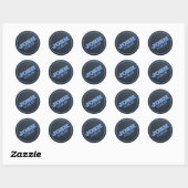 Sticker Rond Tableau noir Nom logo et date (Feuille)