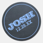 Sticker Rond Tableau noir Nom logo et date (Devant)