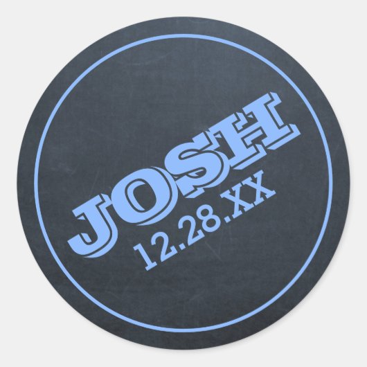 Sticker Rond Tableau noir Nom logo et date (Devant)