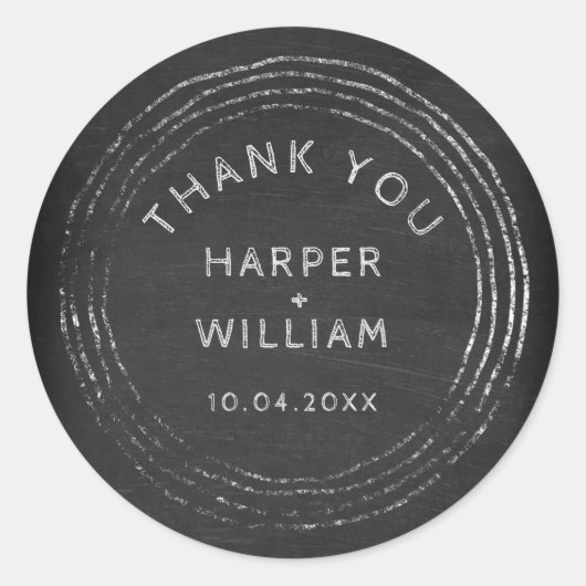 Sticker Rond Tableau noir rustique main tiré cadre merci (Devant)