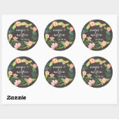 Sticker Rond Tableau noir rustique Whimsical Granny Chic Hipste (Feuille)