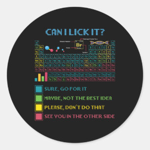 Sticker Rond Tableau périodique drôle de science Puis-je le léc
