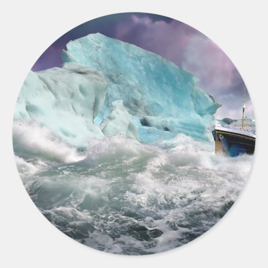 Sticker Rond Tableau Titanic et Iceberg RMS (Devant)