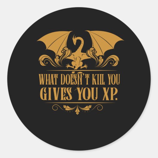 Sticker Rond Tabletop RPG Addict XP Dragon Dungeons (Devant)