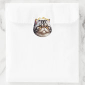 Sticker Rond Tablette Plutôt Grise Chat Perse ・ Personnalisé (Sac)