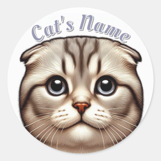Sticker Rond Tablette Plutôt Grise Pliée Oreilles Chat ・ Person (Devant)