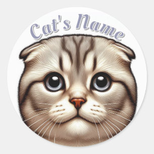 Sticker Rond Tablette Plutôt Grise Pliée Oreilles Chat ・ Person