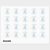 Sticker Rond Tablier Floral bleu de la cuisine (Feuille)