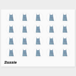 Sticker Rond Tablier Simple de Cuisine Bleu Poussiéreux