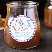 Sticker Rond Tabliers faits avec amour et ustensiles de cuisson