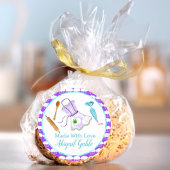 Sticker Rond Tabliers faits avec amour et ustensiles de cuisson