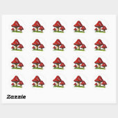 Sticker Rond Tabourets rouges, Champignons : Art libre (Feuille)