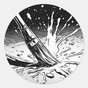 Sticker Rond Tache de peinture au pinceau de style graphique no