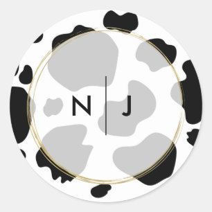 Sticker Rond Taches de vache laitière Impression Mariage Noir &