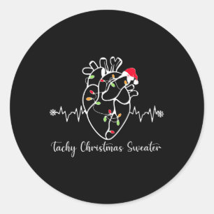 Sticker Rond Tachy Christmas Sweater Anatomy Heart Cardiac Nurs
