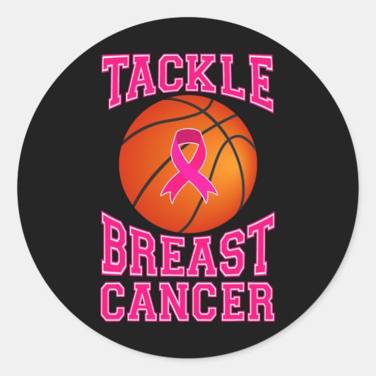 Sticker Rond Tacker Basketball rose Ribbon Cancer du sein Prix (Devant)