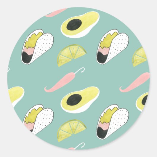 Sticker Rond Taco à propos d'amour | Motif d'élément Taco (Devant)