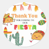 Sticker Rond Taco à propos de bébé Fête de bébé mexicaine Merci (Devant)