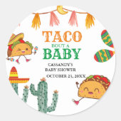 Sticker Rond Taco à propos de cadeaux de baby shower mexicain p (Devant)
