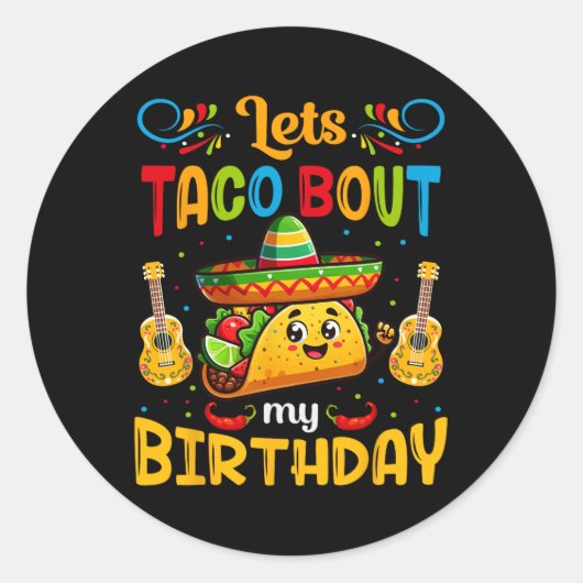 Sticker Rond Taco À propos de mon anniversaire Taco Anniversair (Devant)
