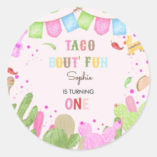 Sticker Rond Taco bout fun fiesta mexicaine premier anniversair (Devant)