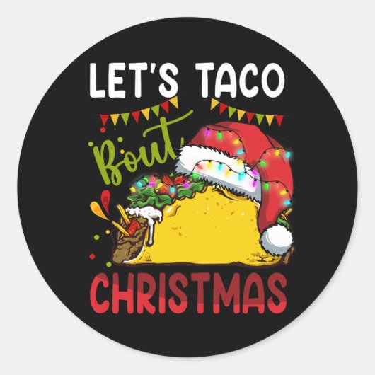 Sticker Rond Taco Bout Noël Drôle Santa Hat Taco Lov (Devant)