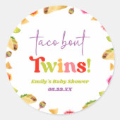 Sticker Rond Taco Bout Twins ! Baby shower Fiesta (Devant)
